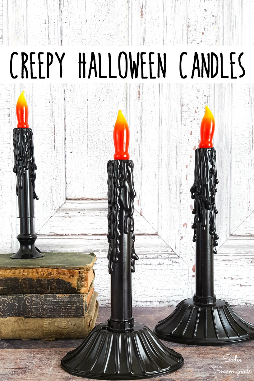 Halloween window lights and creepy candles