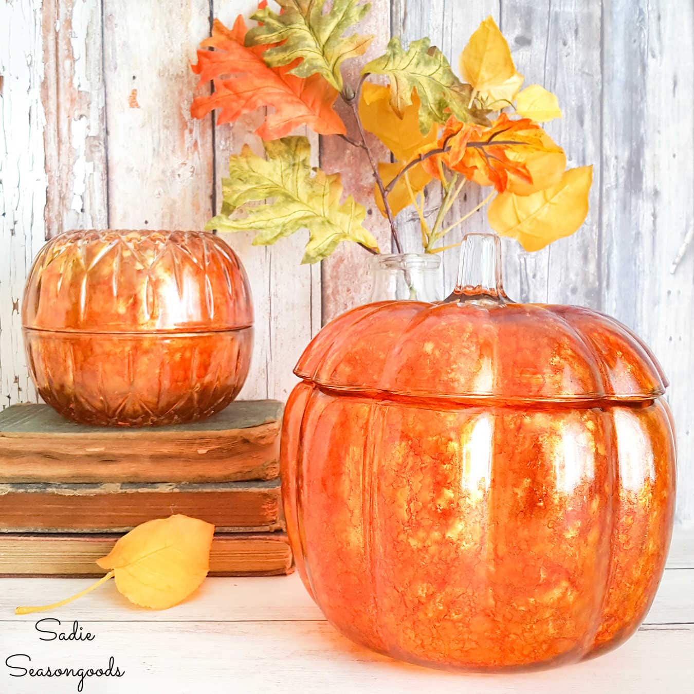 Alcohol Ink Paint on Glass Pumpkins