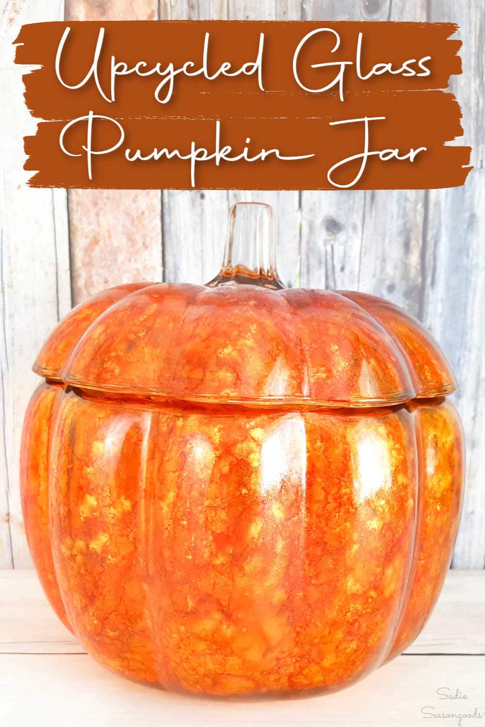 glass pumpkins with alcohol paint