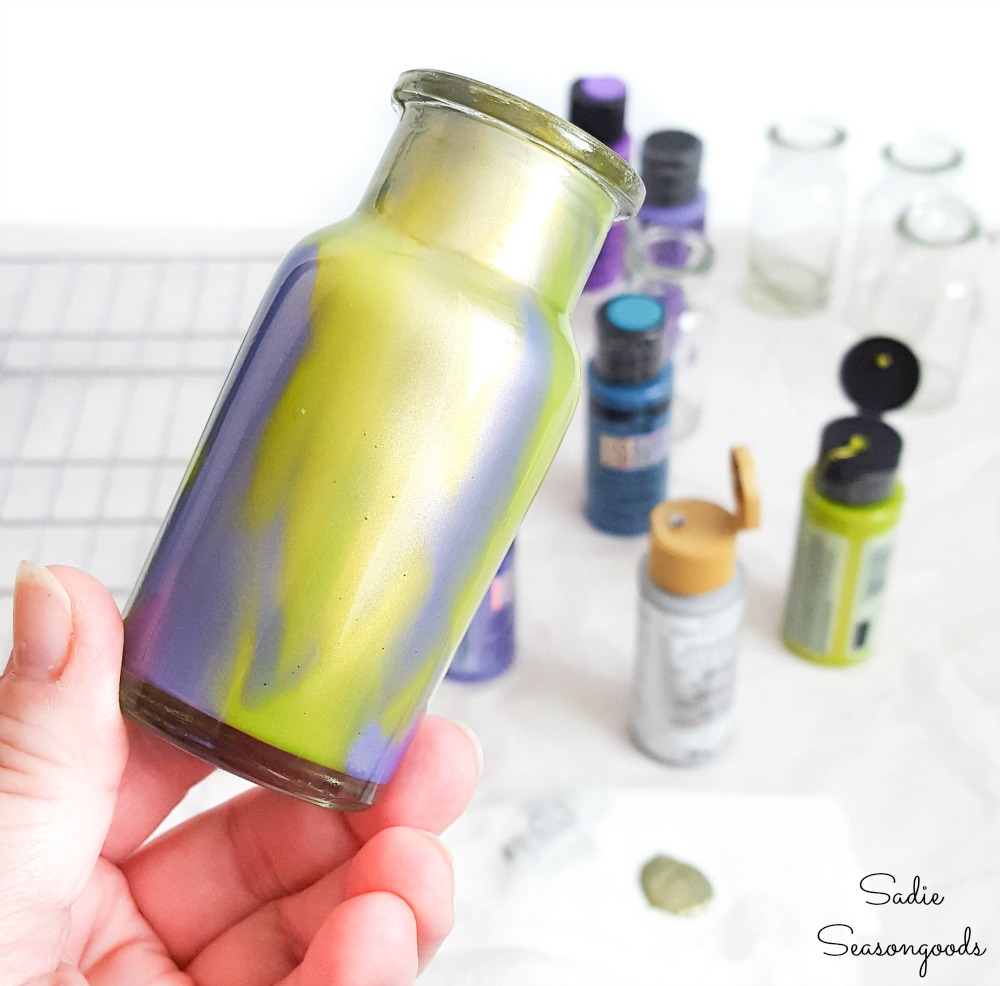 Halloween potion bottles with color shift paint
