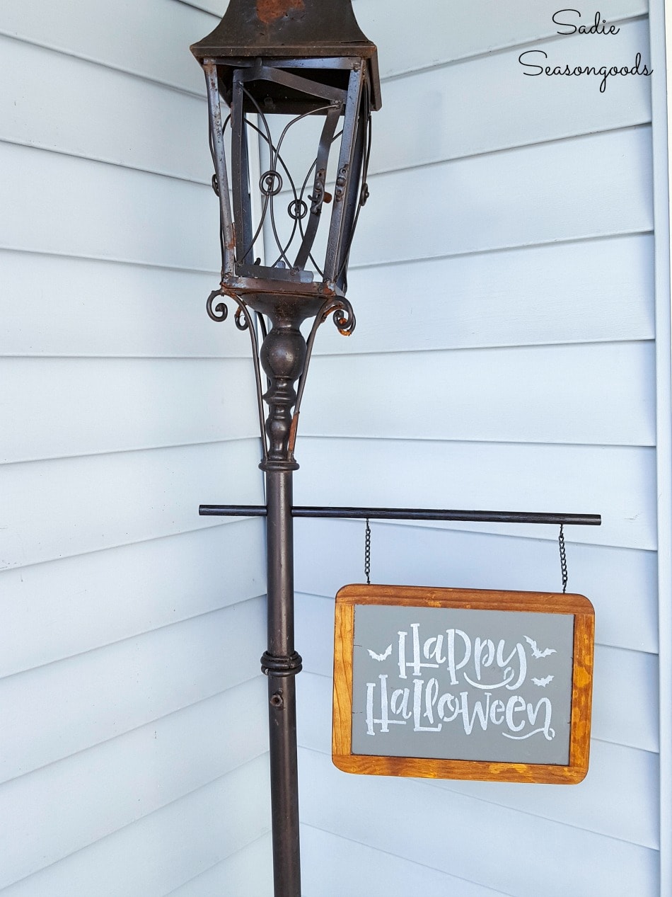 Victorian street lamp for Halloween porch decor