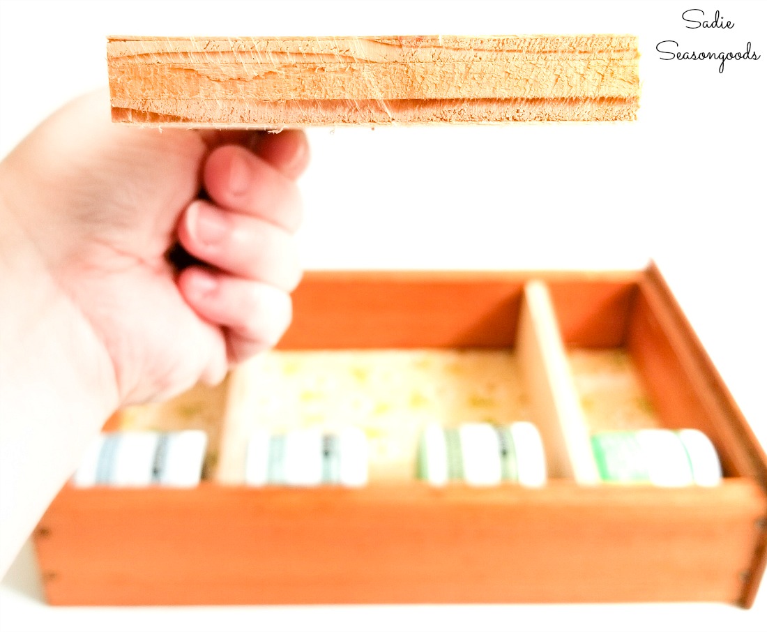 Wooden shelf to put in a kitchen drawer for craft paint storage