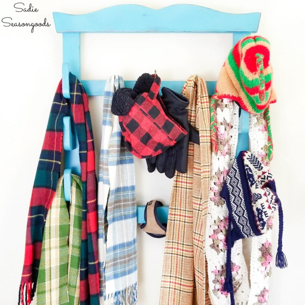 DIY Hall Tree from a Hanging Gun Rack for Entryway Storage