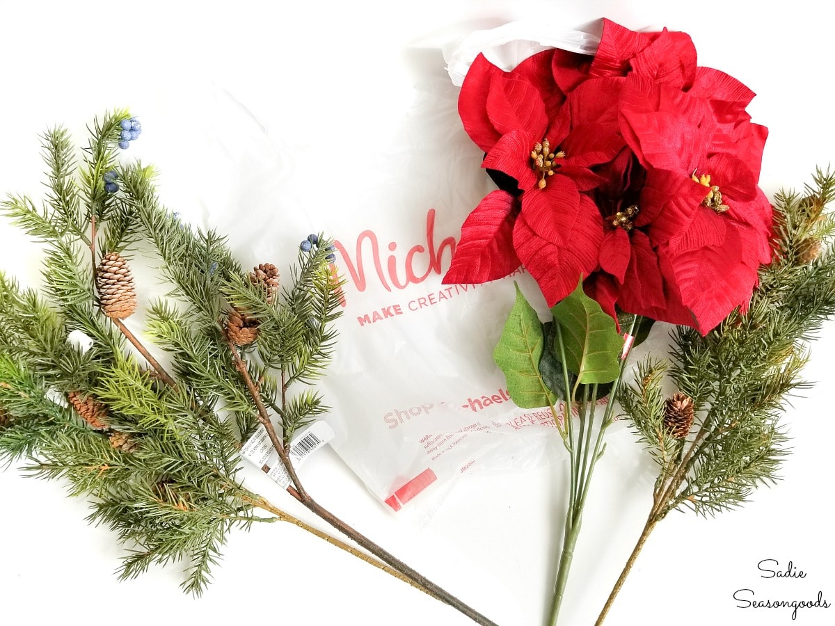 Greenery and floral stems for a unique Christmas wreath