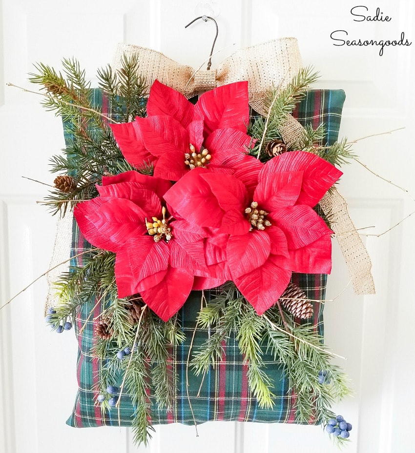 Upcycling a clothespin bag for a unique Christmas wreath