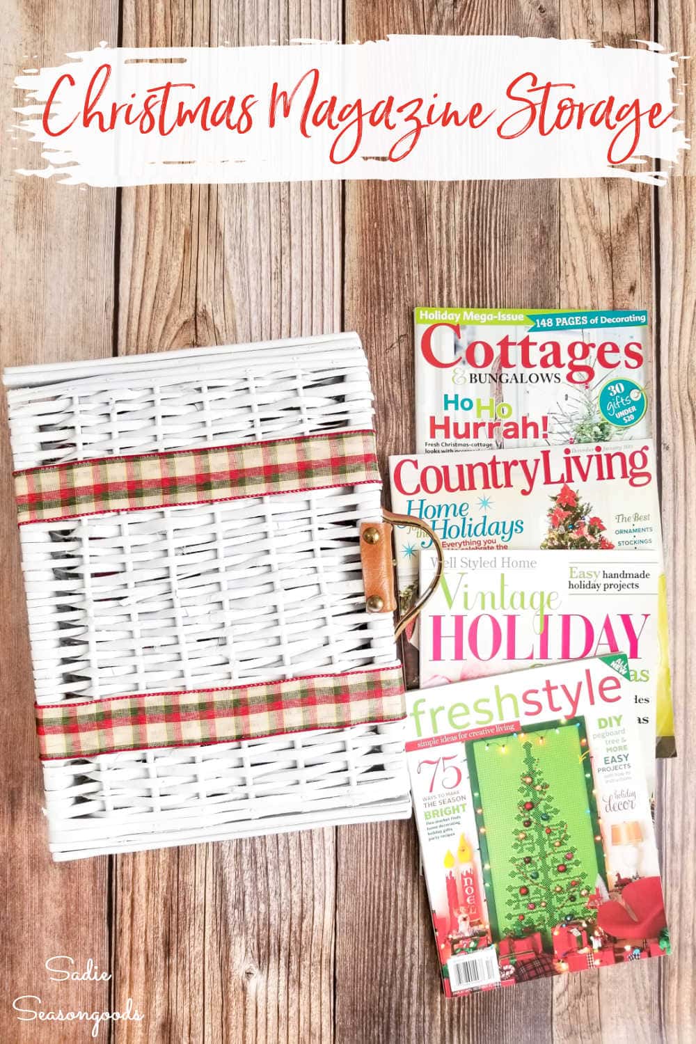 storage idea for christmas magazines