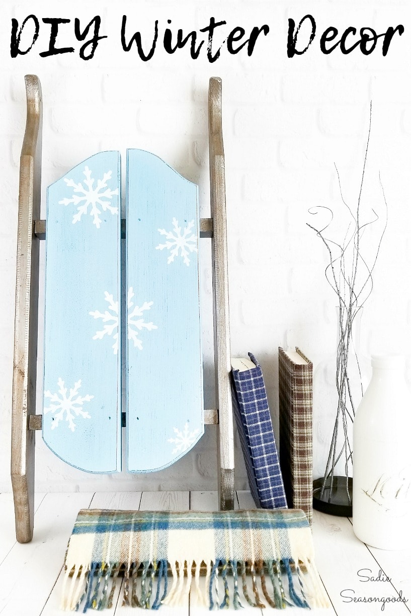 Winter decorating with wooden sled decor