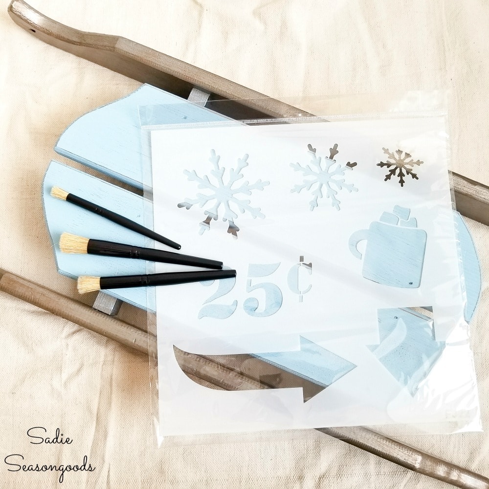 Winter stencil to use on wooden sled decor