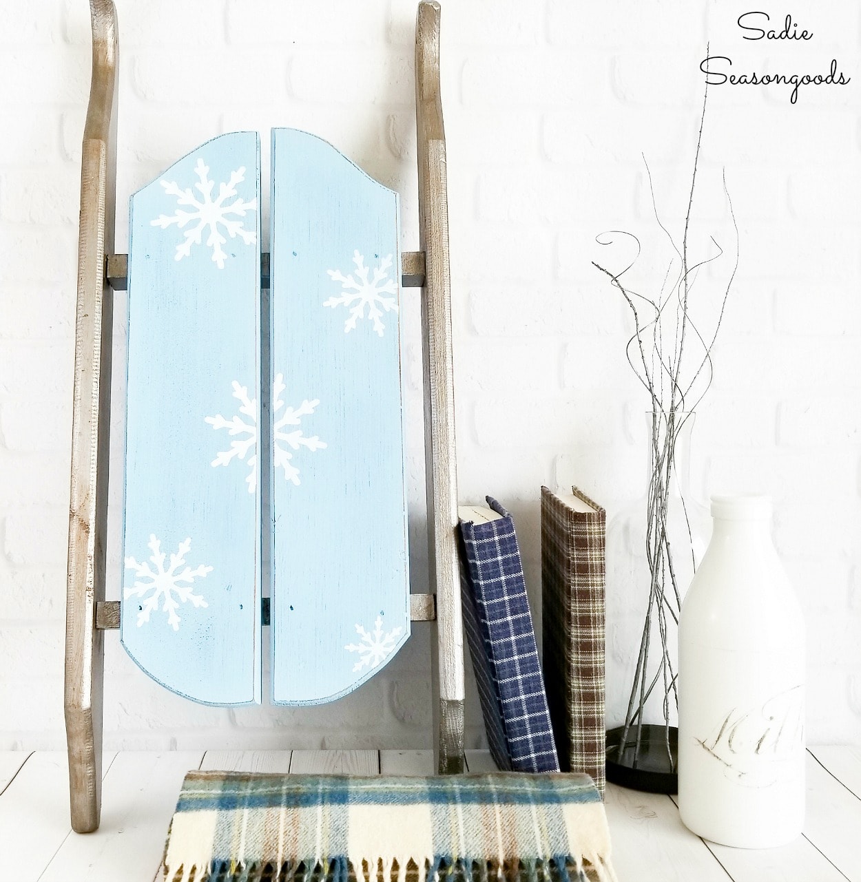 Wooden Sled Decor for Winter Decorating