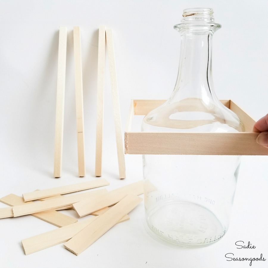 Making a demijohn vase as glass bottle crafts with a wine jug