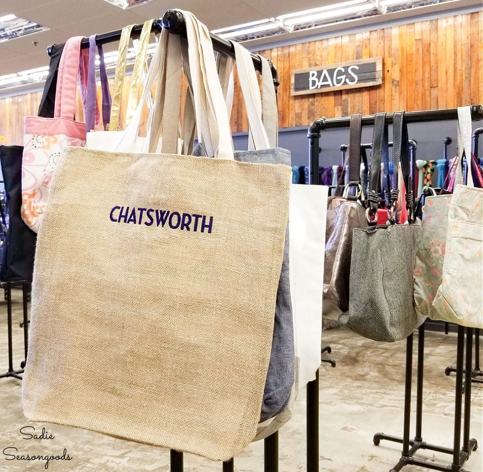 Market Tote in Checker with Embroidery