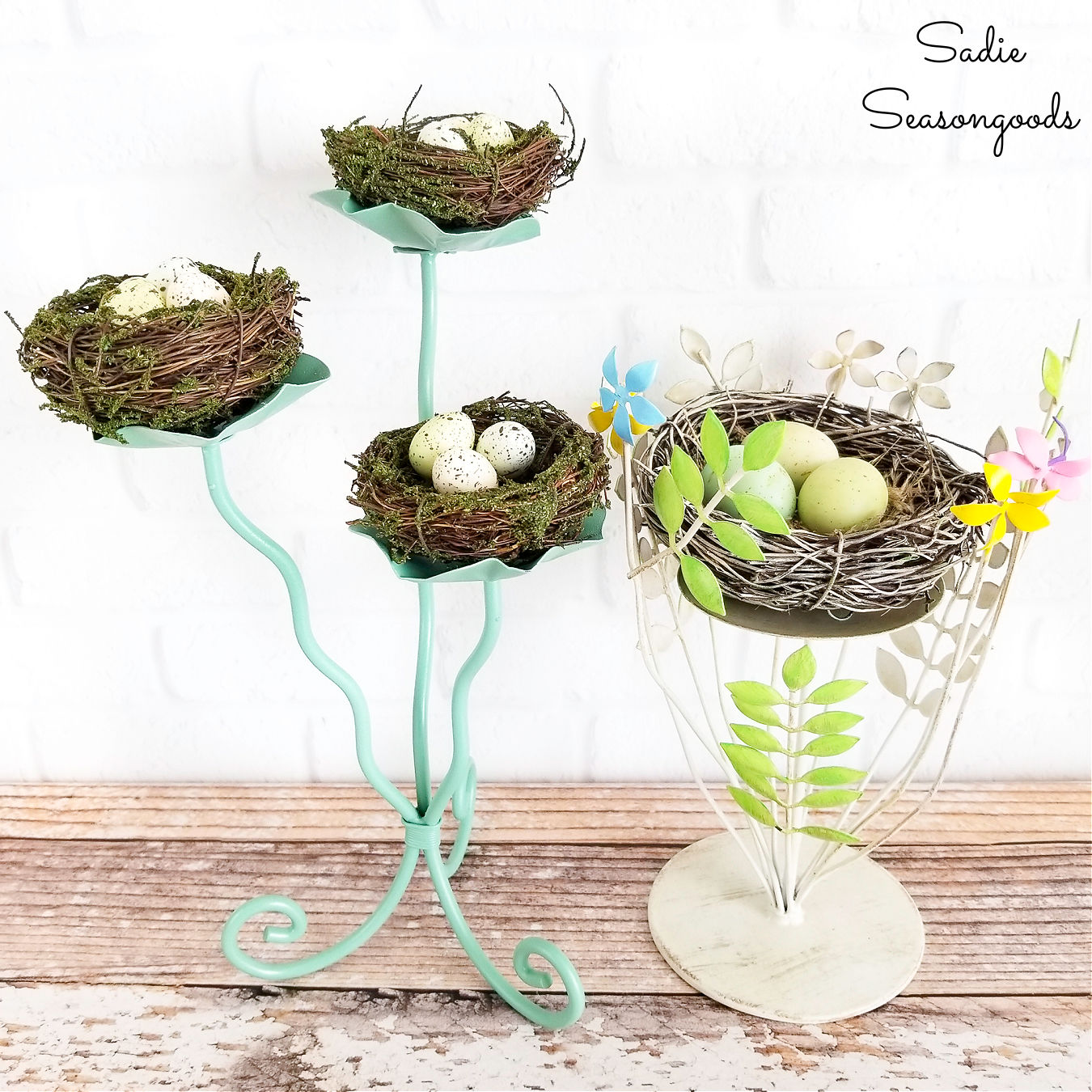 Bird Nest Decor on a Metal Candle Holder