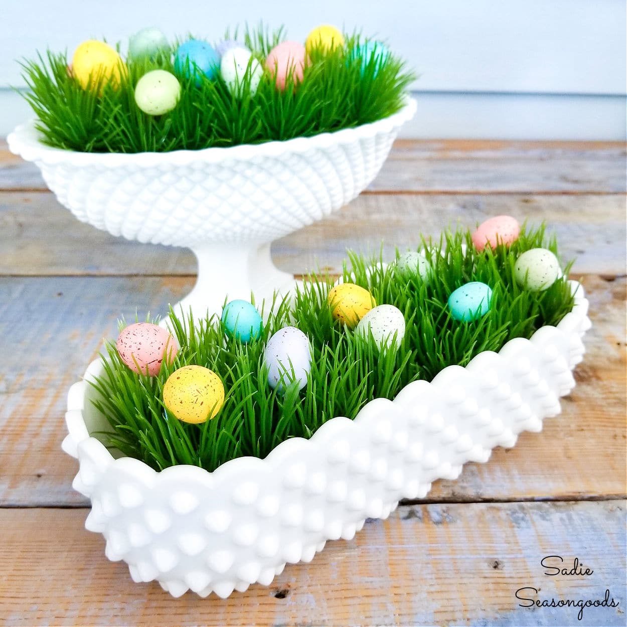 Decorating with Hobnail Milk Glass for Easter