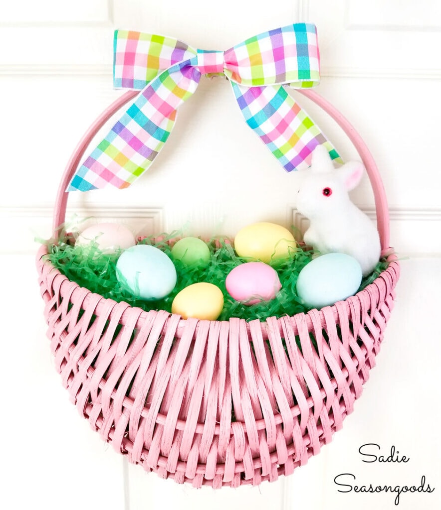 Easter Door Decorations with an Easter Basket Wreath
