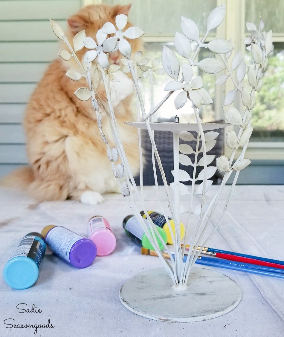 making a metal candle stand look like toleware