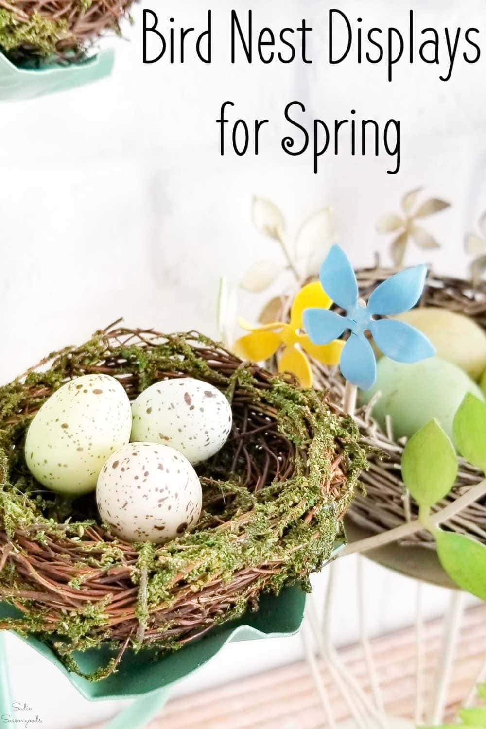 how to display bird nests on candle holders