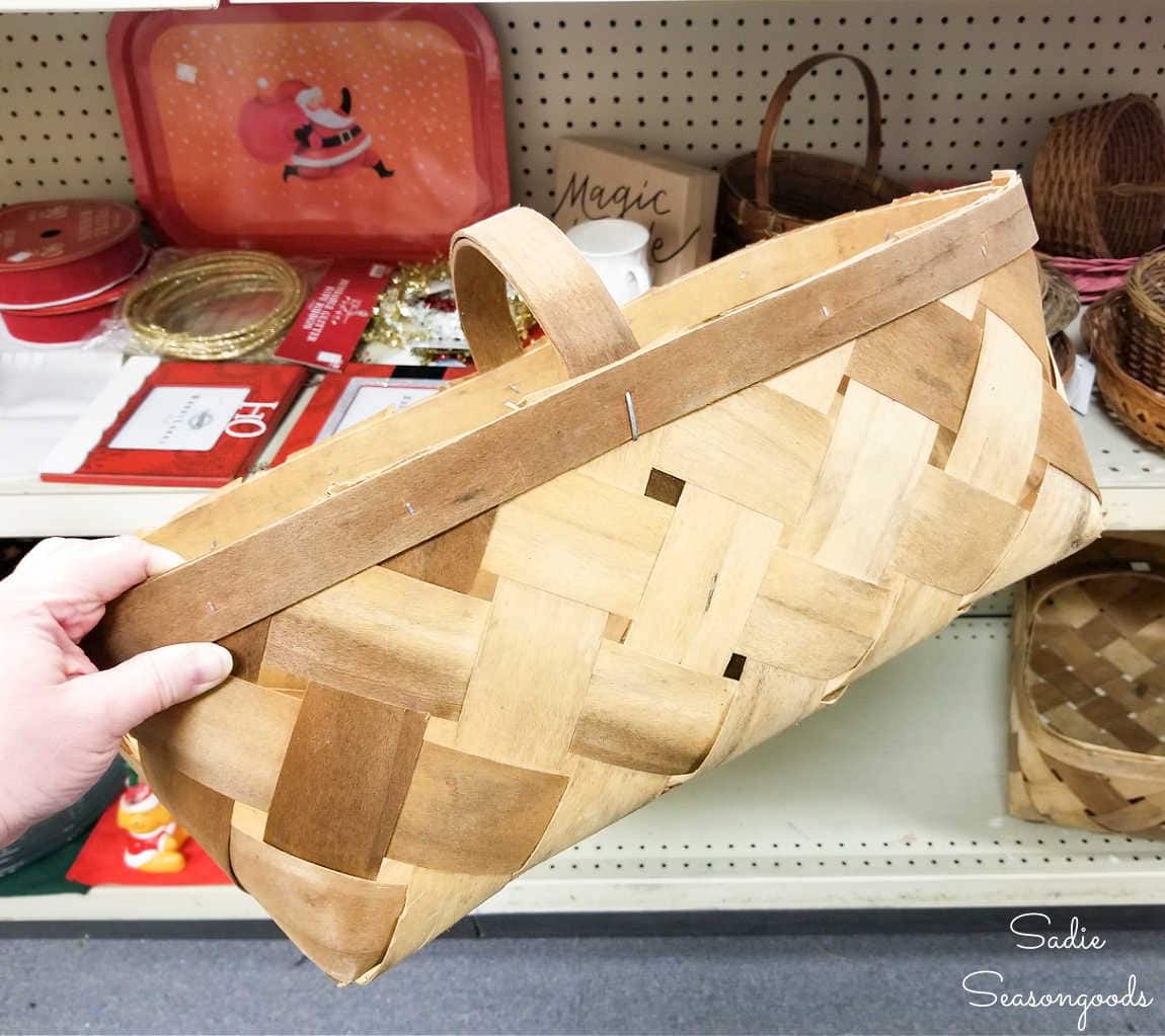 peach basket at a thrift store