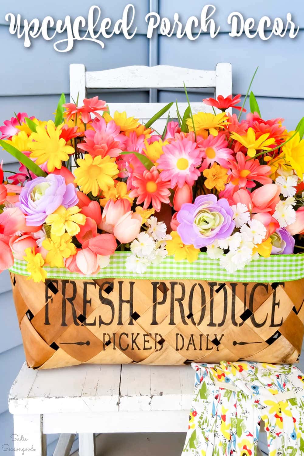 thrift store basket for the porch