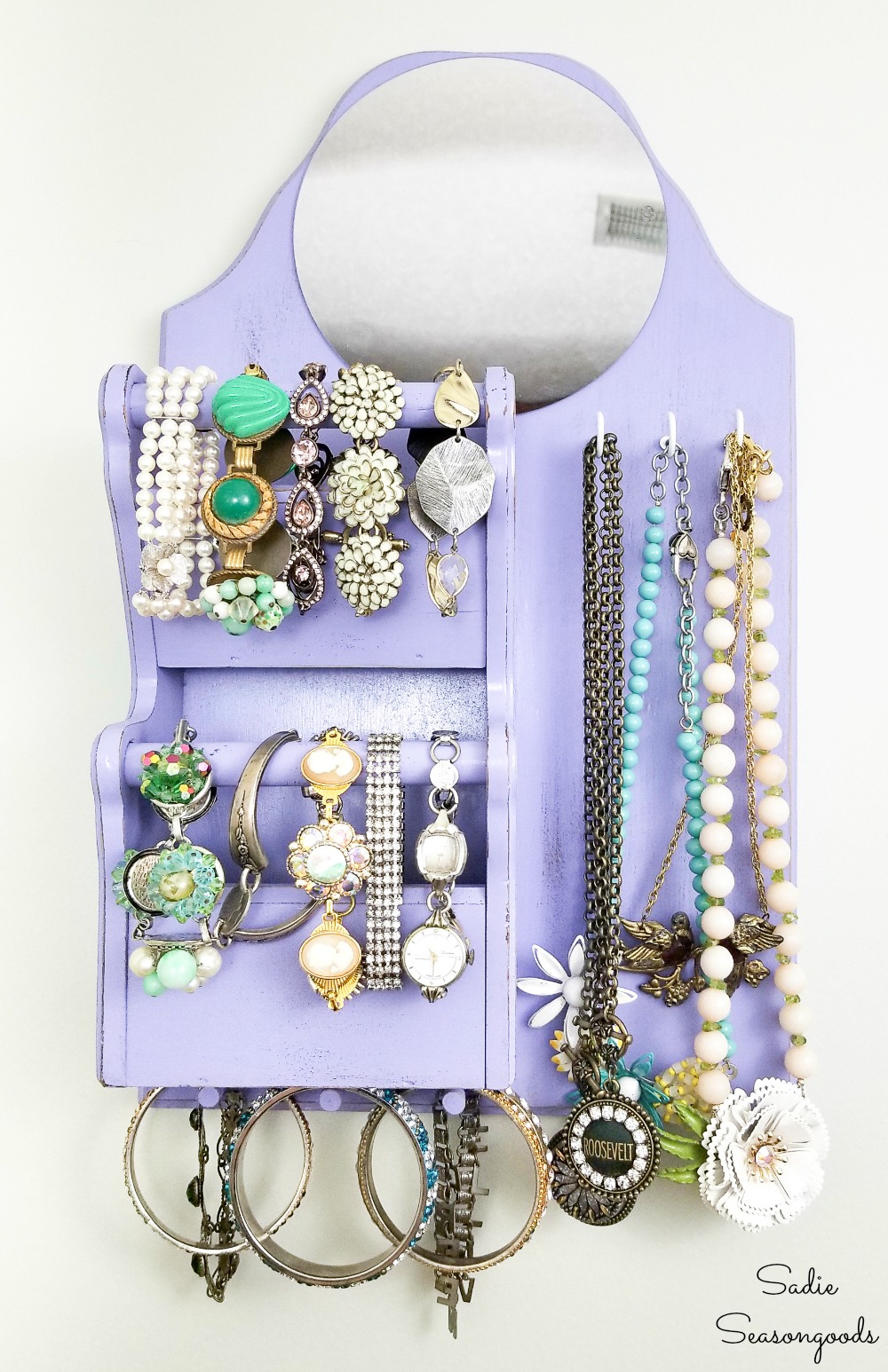 Dorm room storage or apartment storage with a DIY jewelry hanger