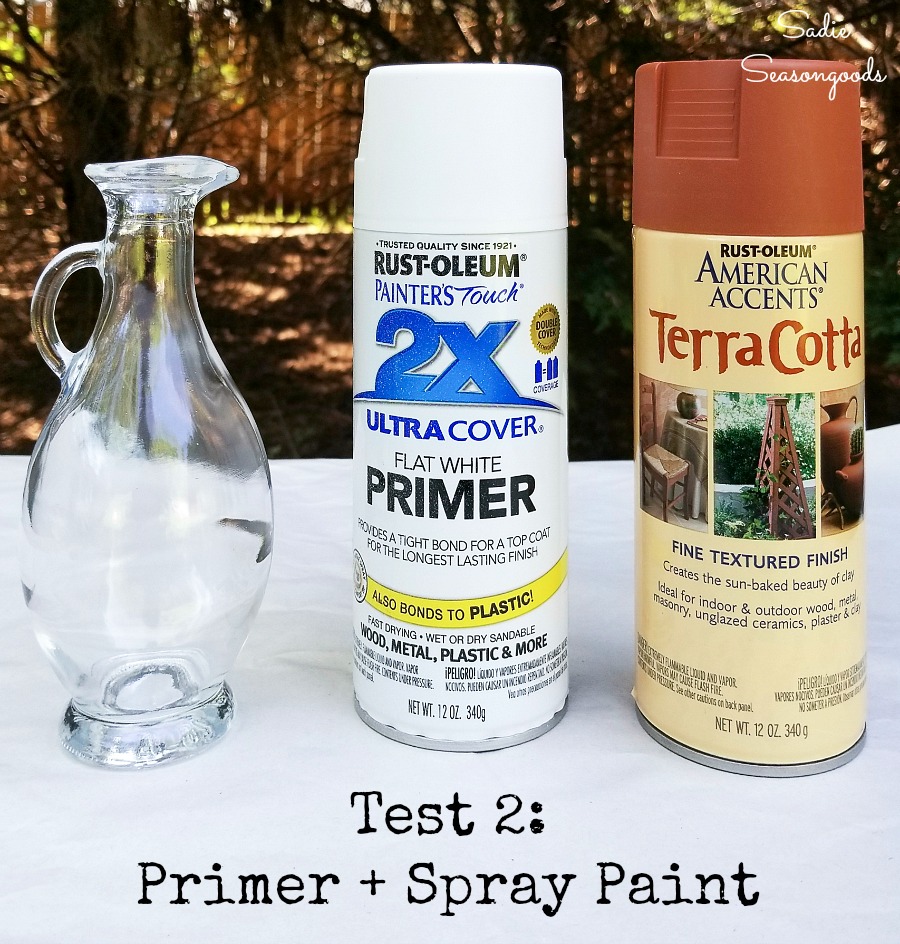 How to paint glass with primer and terracotta spray paint