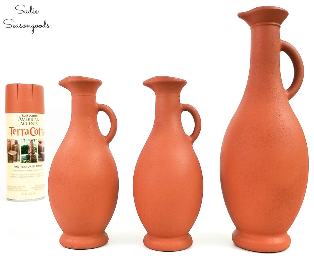 Terracotta Spray Paint on Glass Vases for Easy, Thrifty Decor