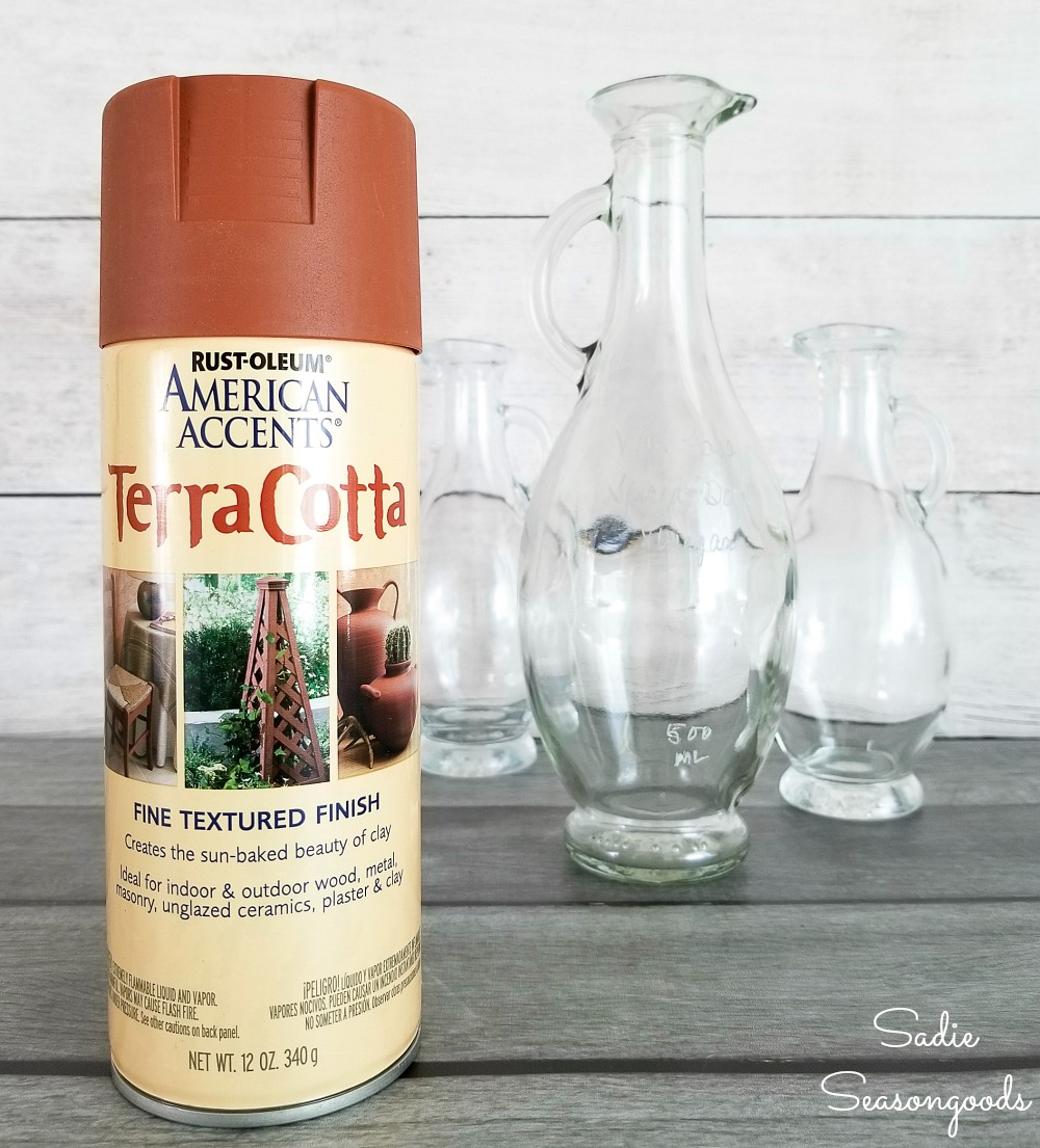 Spray paint for glass and painting glass with terracotta spray paint