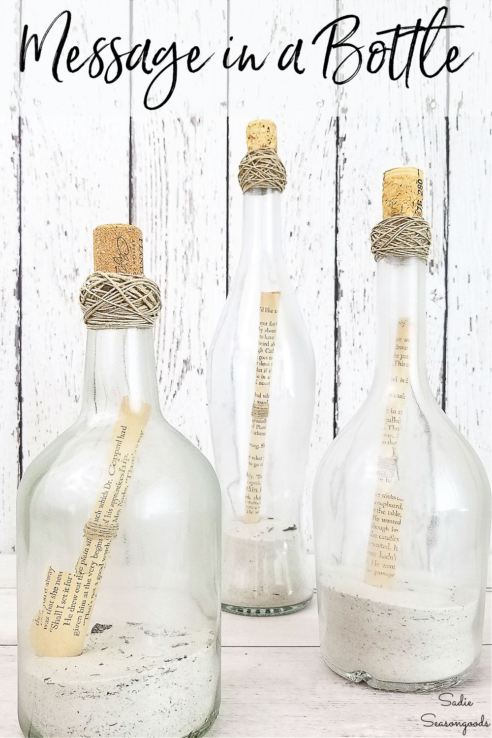 reuse wine bottles as diy message in a bottle