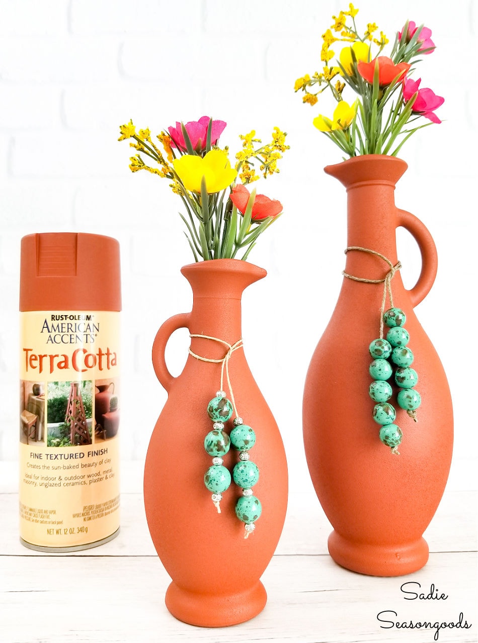 Terracotta Spray Paint On Glass Vases