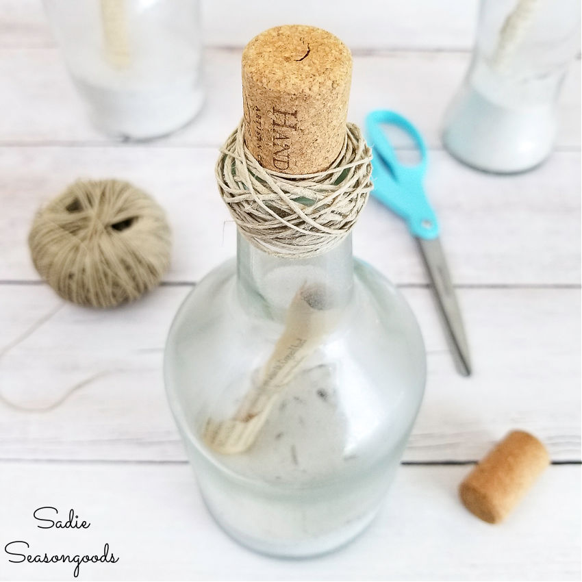 upcycle wine bottles as beach decor