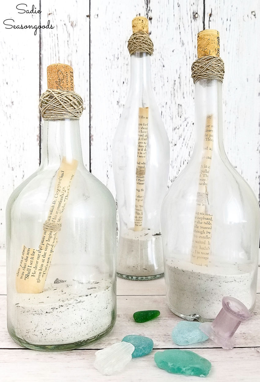 upcycle wine bottles as diy message in a bottle