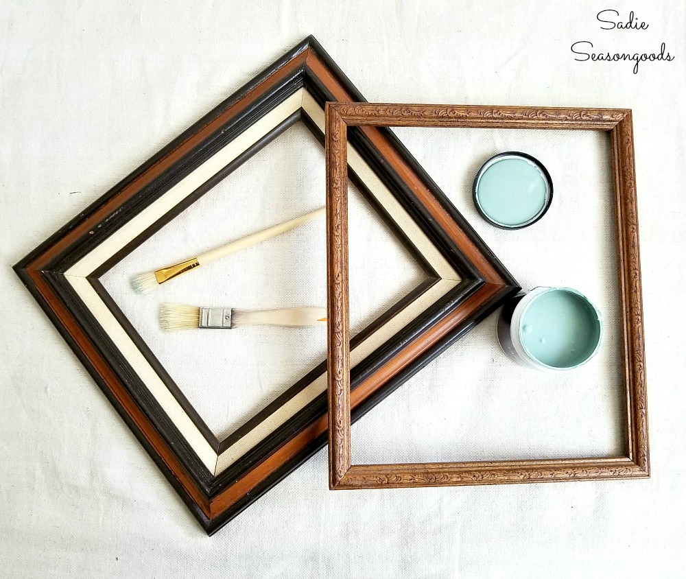 Cork board ideas by painting the wooden picture frames from the thrift store