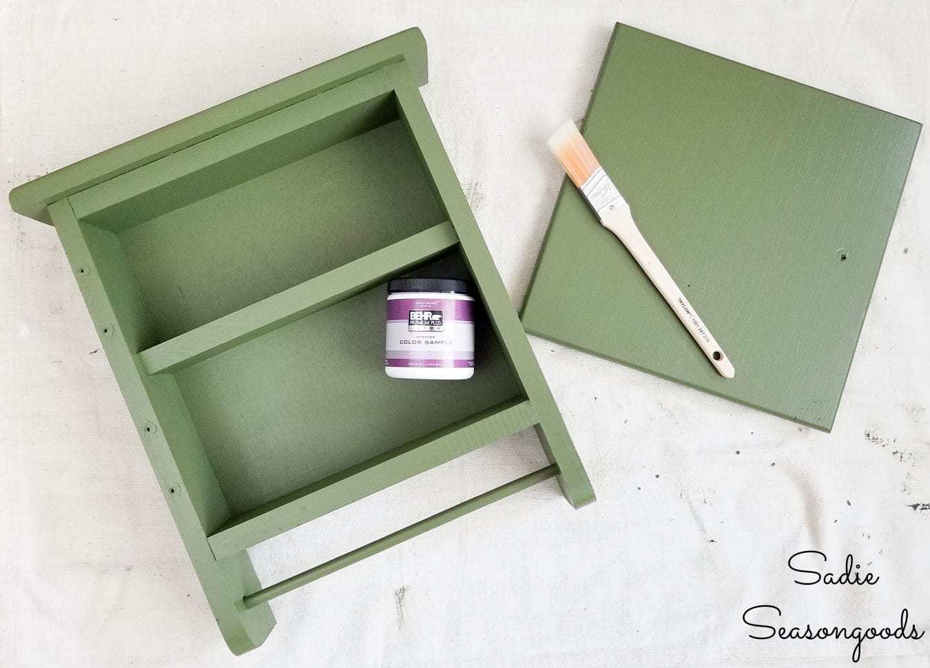 painting a first aid cabinet in army green