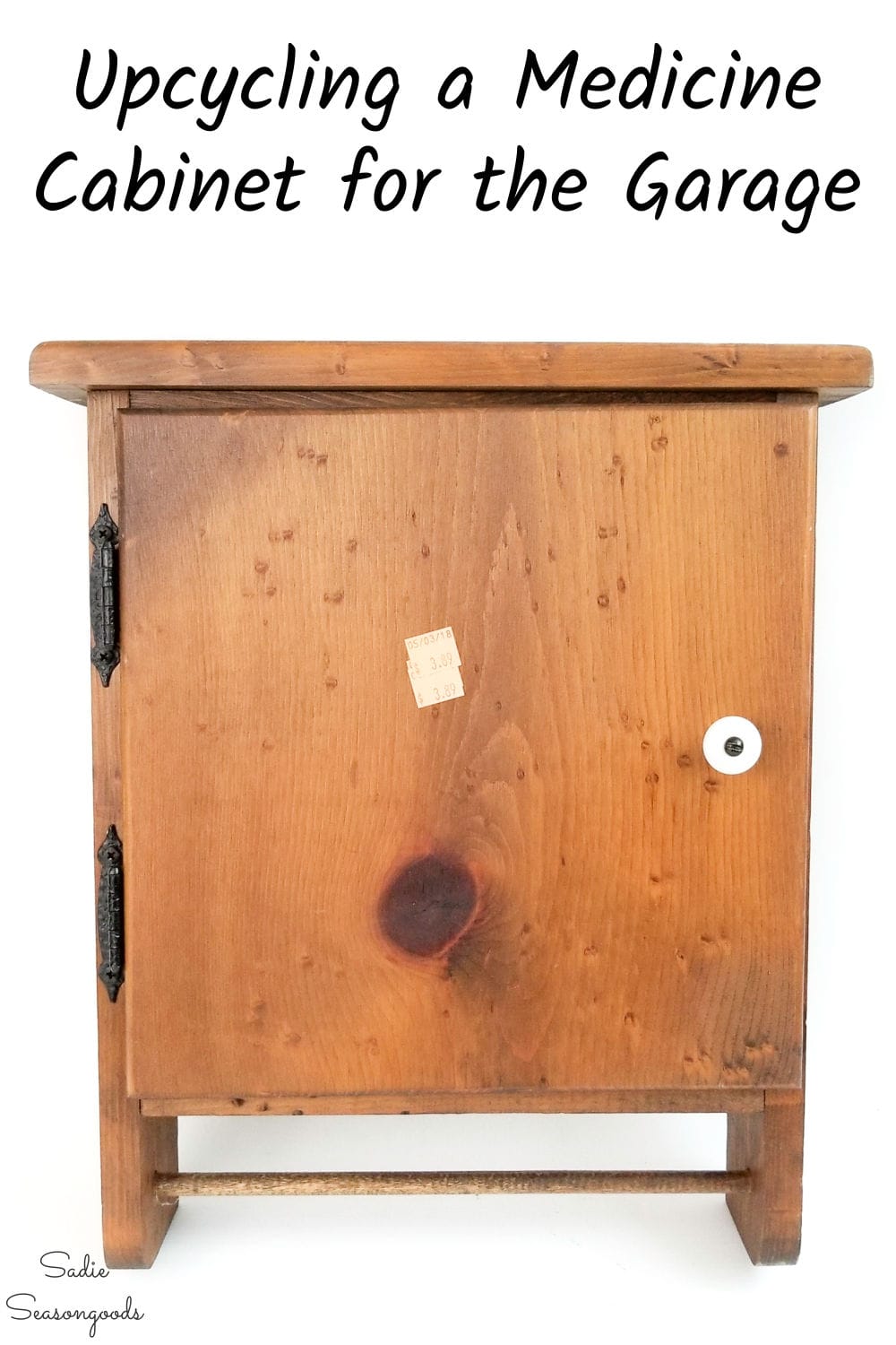 upcycling a wooden medicine cabinet for the garage