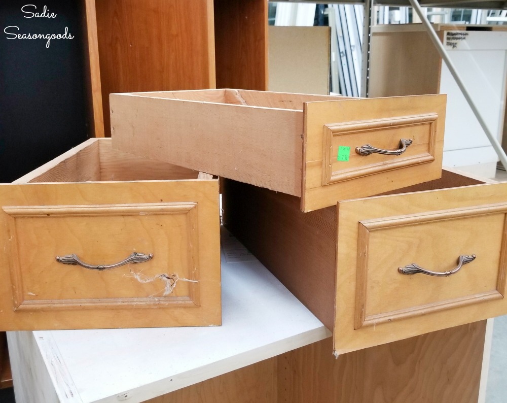 Wooden drawers at a thrift store