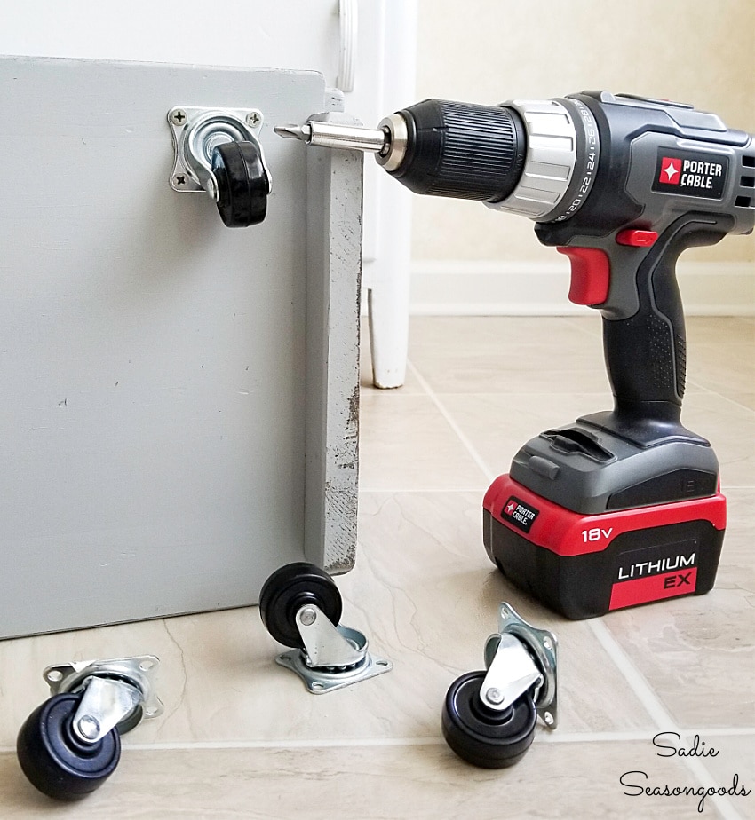 Attaching wheels to a kitchen caddy