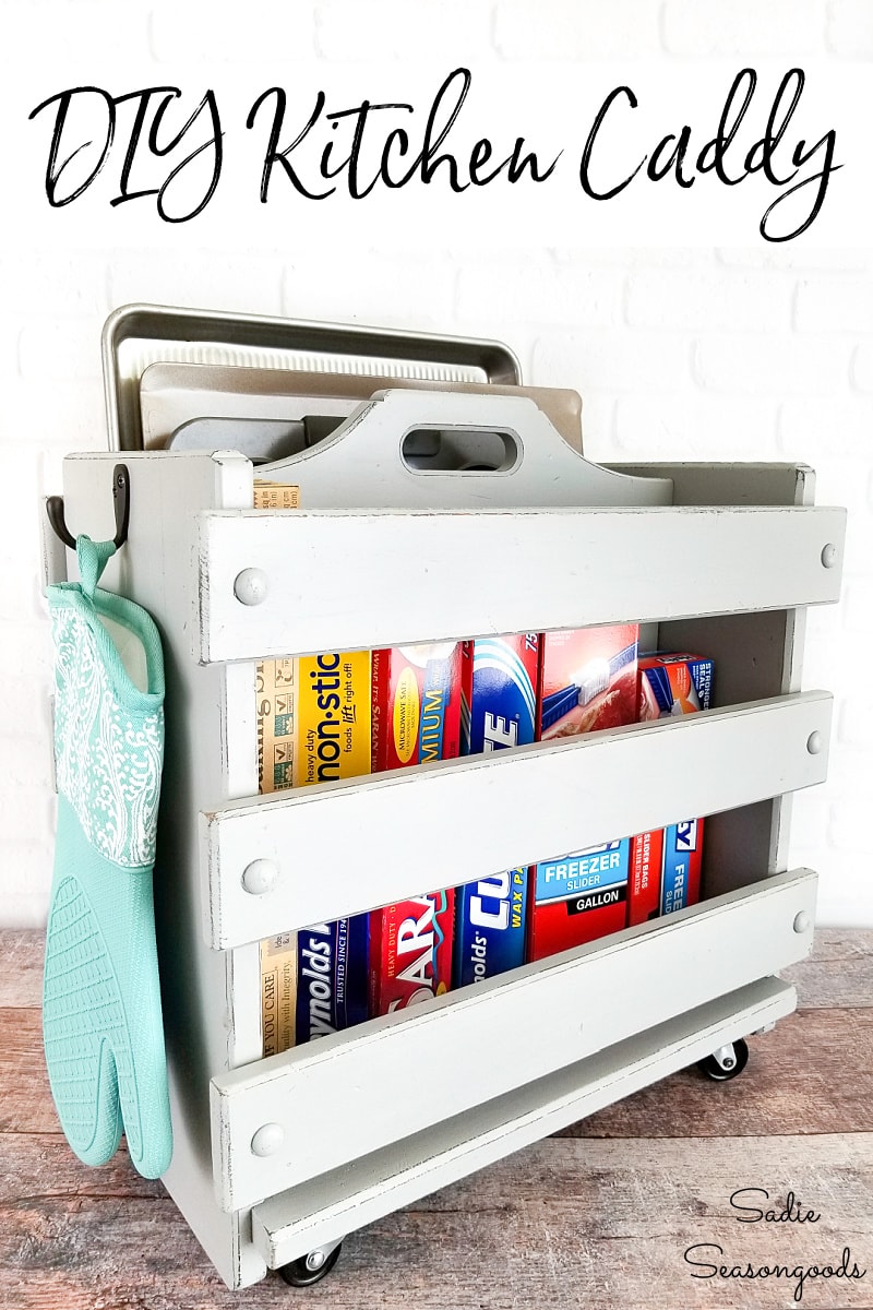 Wooden magazine holder as a baking sheet organizer