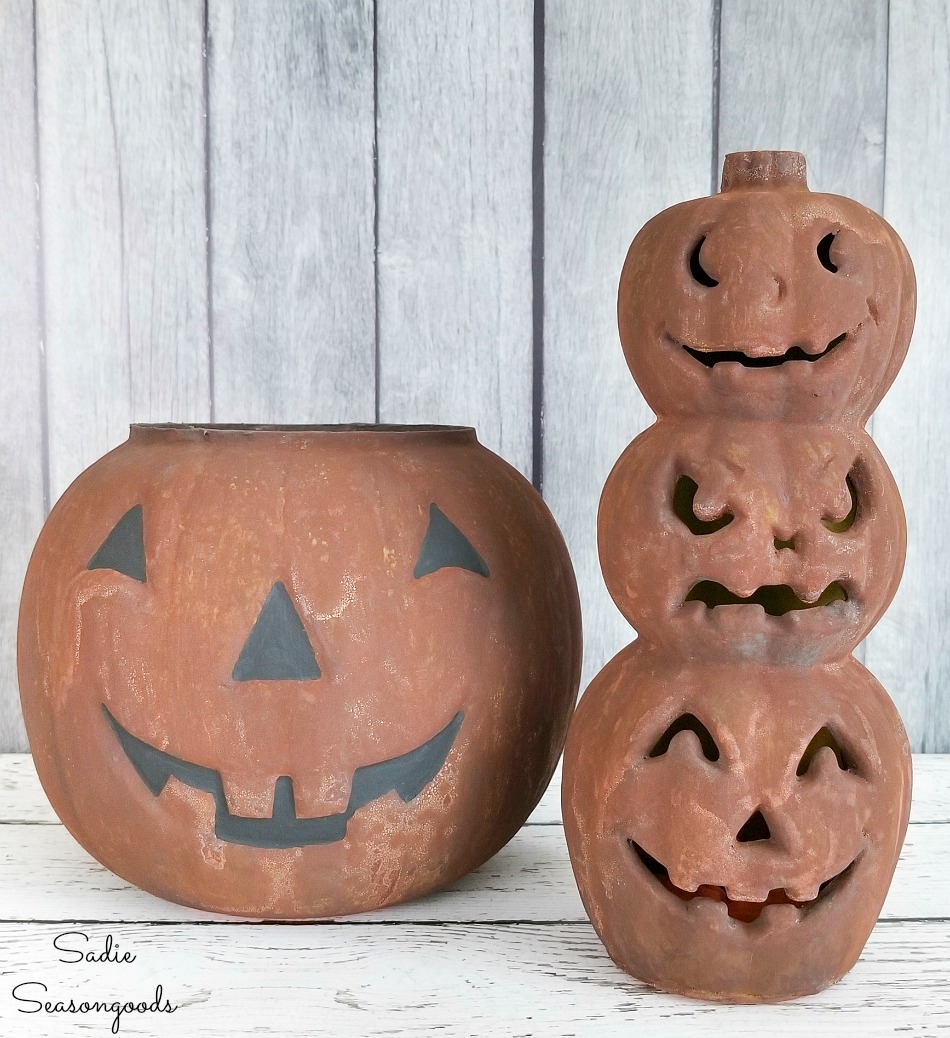 Getting the look of faux rust on plastic jack o lanterns