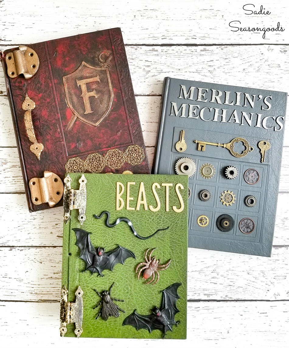 Halloween book decor and DIY spell book