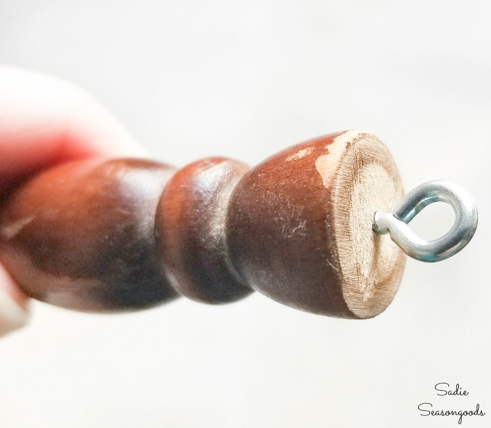 Adding an eye screw to wooden spindle ornaments