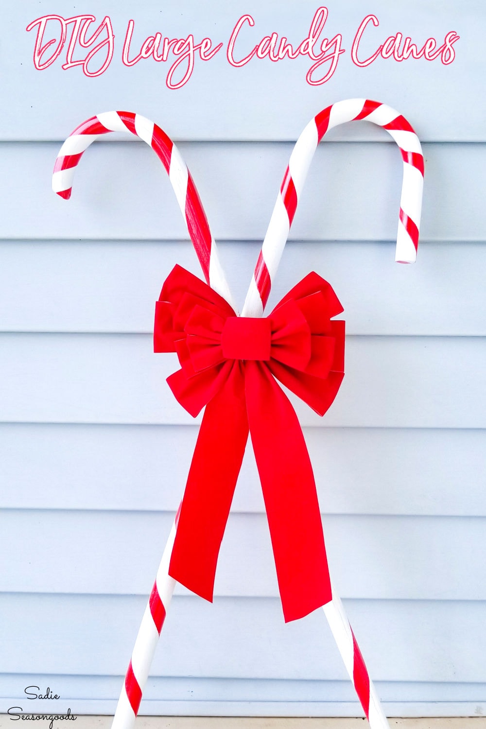 candy cane decorations for a christmas porch