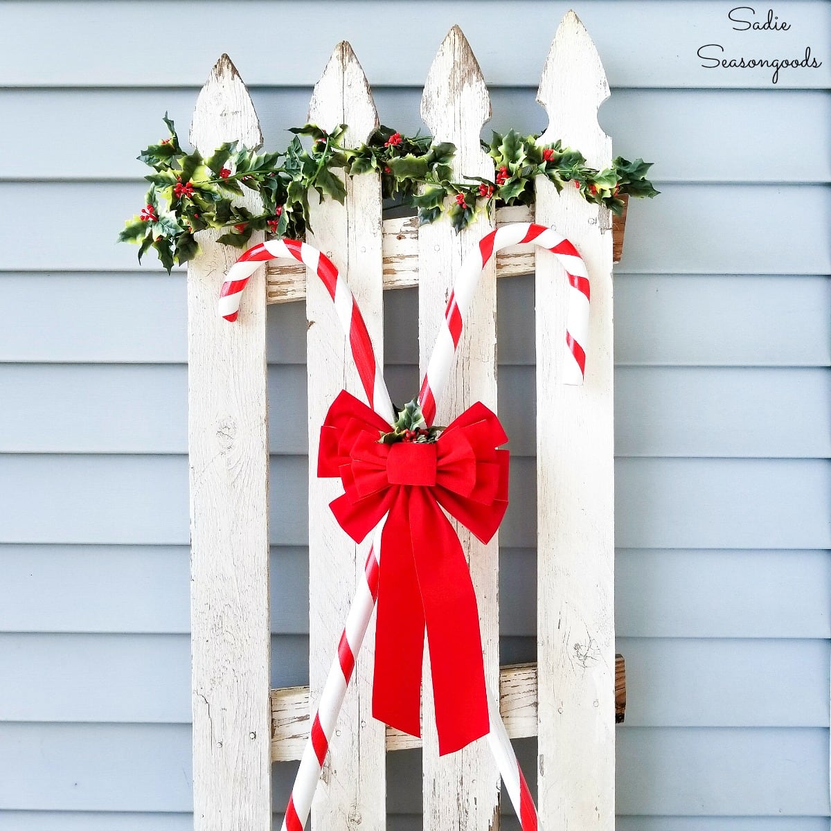 Candy cane decorations for Christmas porch decor