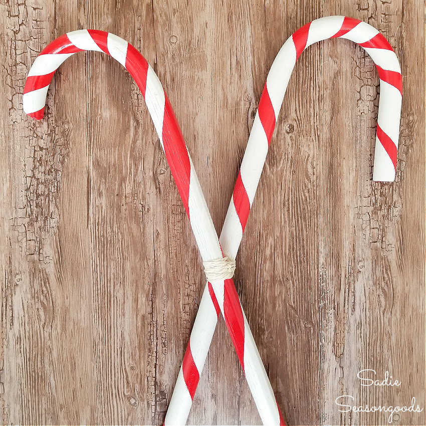 criss crossing the diy candy cane decorations
