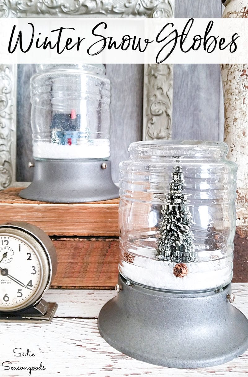 Decorating in January with winter snow globes