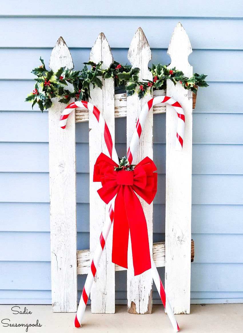 diy candy cane decorations from wooden walking canes