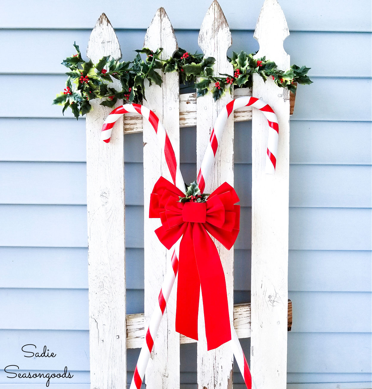 DIY Candy Cane Decorations from Wooden Walking Canes