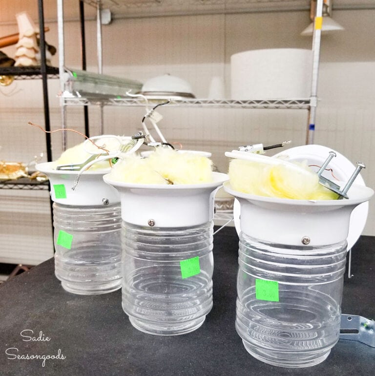 Winter Snow Globes in Jelly Jar Light Fixtures