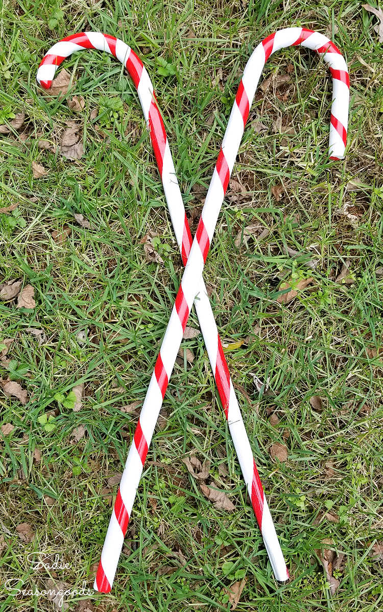 wooden walking canes as candy canes