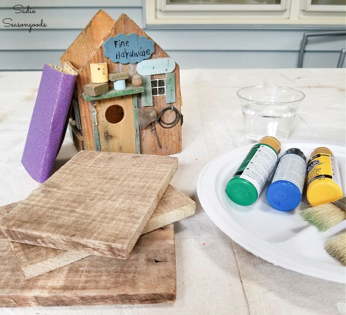 painting a barnwood birdhouse