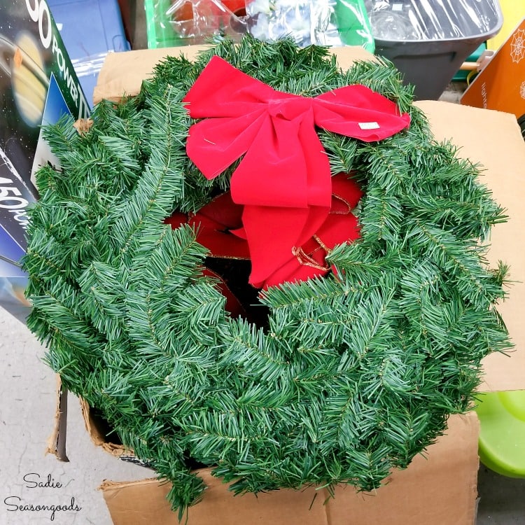 Plain Christmas wreath at Goodwill