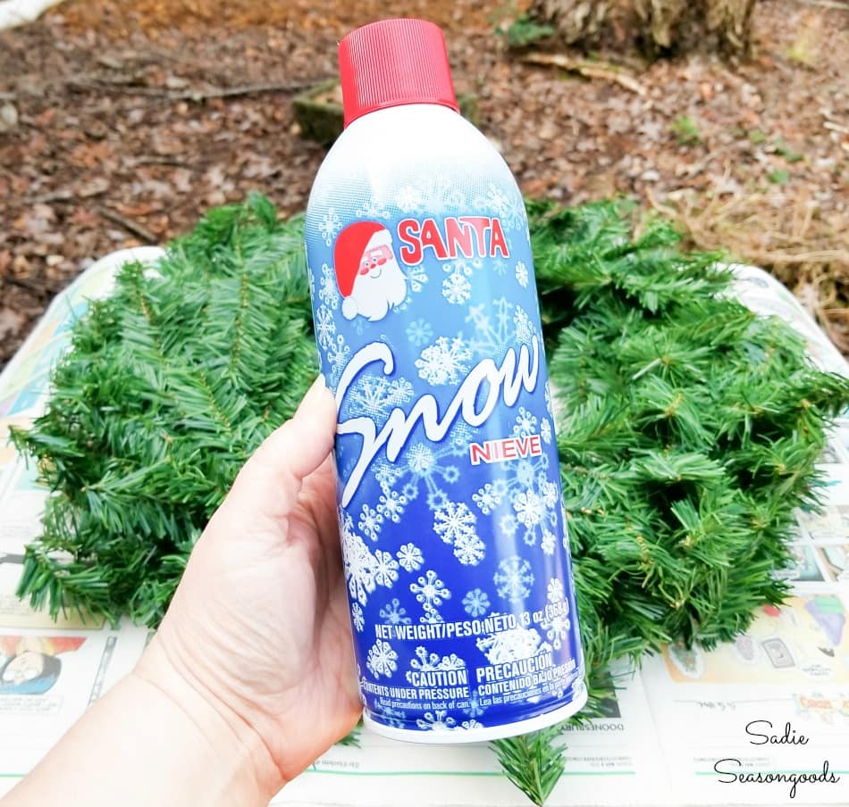 Snow spray for flocking a wreath